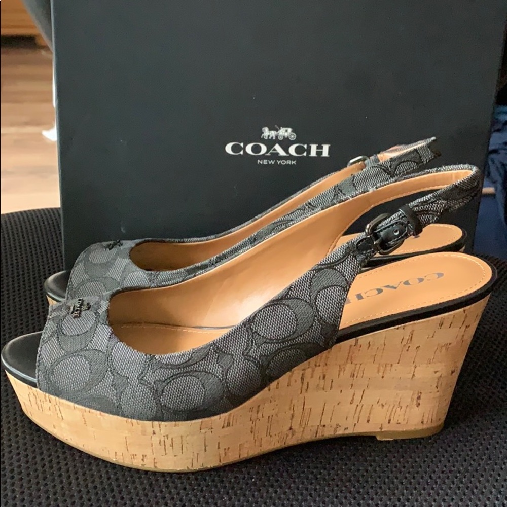 Coach sandal wedge platform in Black